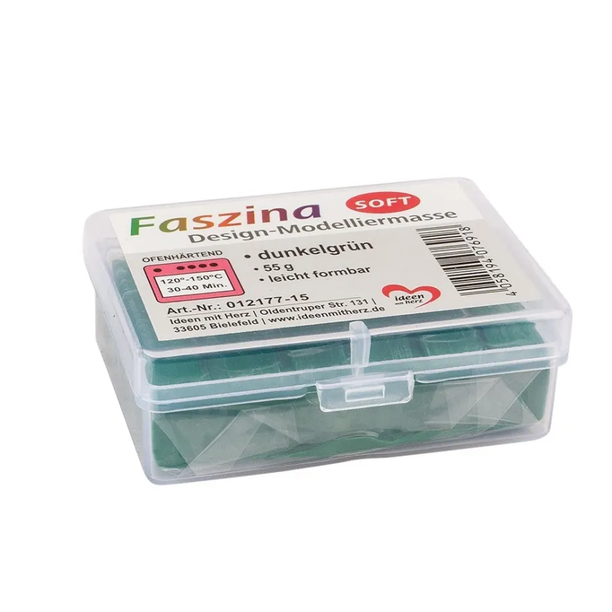 Faszina Soft, Design-Modelliermasse, dunkelgrün, 55g, leicht formbar, ofenhärtend