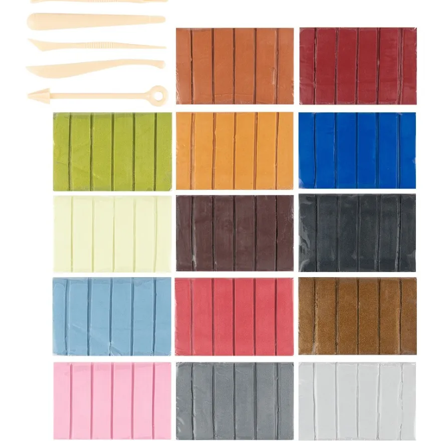 Faszina Soft, Modelliermasse, 14 Farben mit Glitzer, 5 Werkzeuge, je 55 g, ofenhärtend, 19-teilig