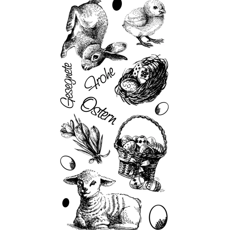 Feinkontur-Stempel, einzelne Motive auf Trägerfolie, Ostern