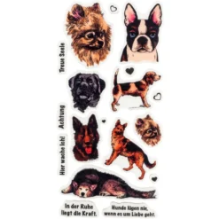 Feinkontur-Stempel, einzelne Motive auf Trägerfolie, Hunde