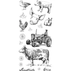 Feinkontur-Stempel, einzelne Motive auf Trägerfolie, Landliebe