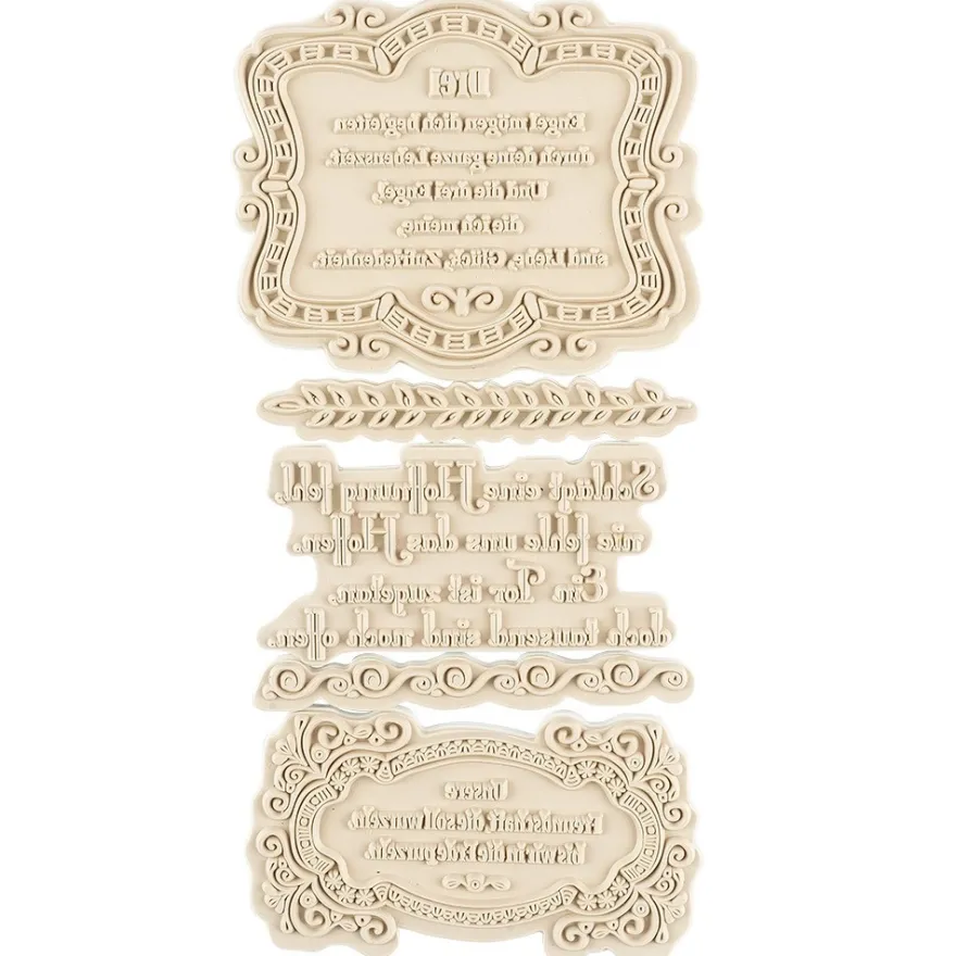Feinkontur-Stempel, einzelne Motive auf Trägerfolie, Sprüche mit Rahmen