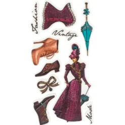 Feinkontur-Stempel, Motive auf Trägerfolie, Vintage Fashion