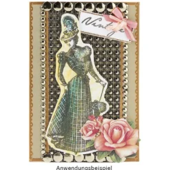Feinkontur-Stempel, Motive auf Trägerfolie, Vintage Fashion