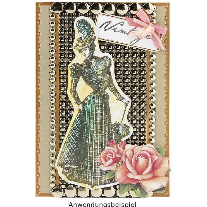 Feinkontur-Stempel, Motive auf Trägerfolie, Vintage Fashion