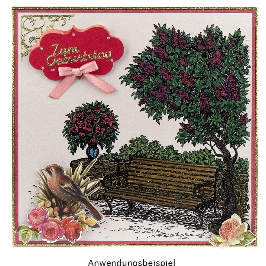 Feinkontur-Stempel, 15 x 15 cm, Bank
