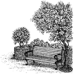 Feinkontur-Stempel, 15 x 15 cm, Bank