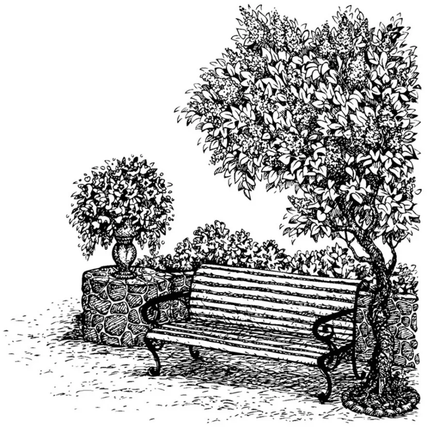 Feinkontur-Stempel, 15 x 15 cm, Bank