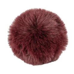Fell-Pompons, Ø 8cm, dunkelrot, 4 Stück