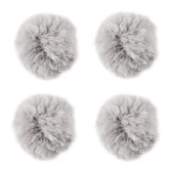 Fell-Pompons, Ø 8cm, hellgrau, 4 Stück