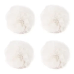 Fell-Pompons, Ø 8cm, weiß, 4 Stück