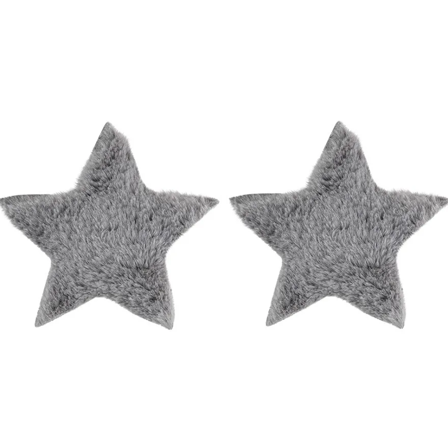 Fell-Sterne, Ø 11cm, grau, 2 Stück