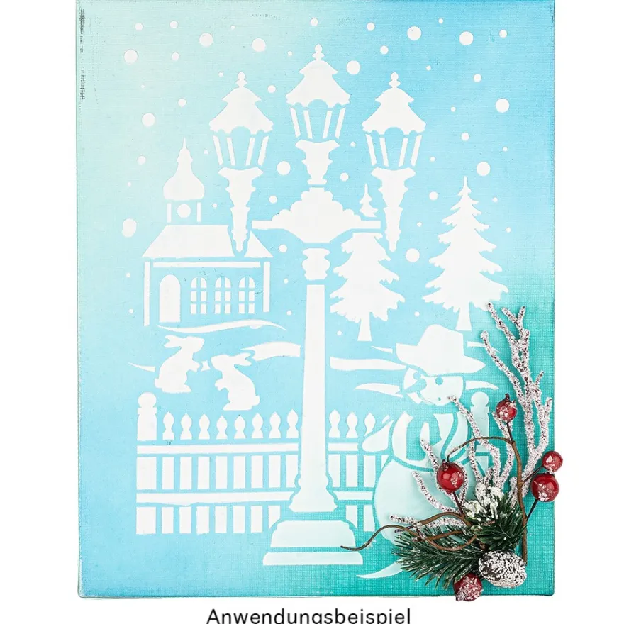 Fenster-Kunststoff-Schablone, DIN A4, Schneemann & Laterne