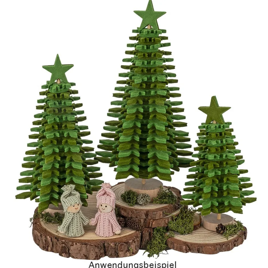 Filz-Tannenbaum zum Zusammenbauen, grün, Ø 12,5cm, 21,5cm hoch, 34-teilig