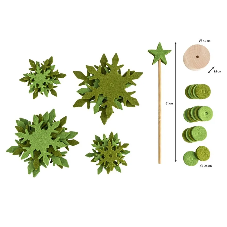 Filz-Tannenbaum zum Zusammenbauen, grün, Ø 12,5cm, 21,5cm hoch, 34-teilig