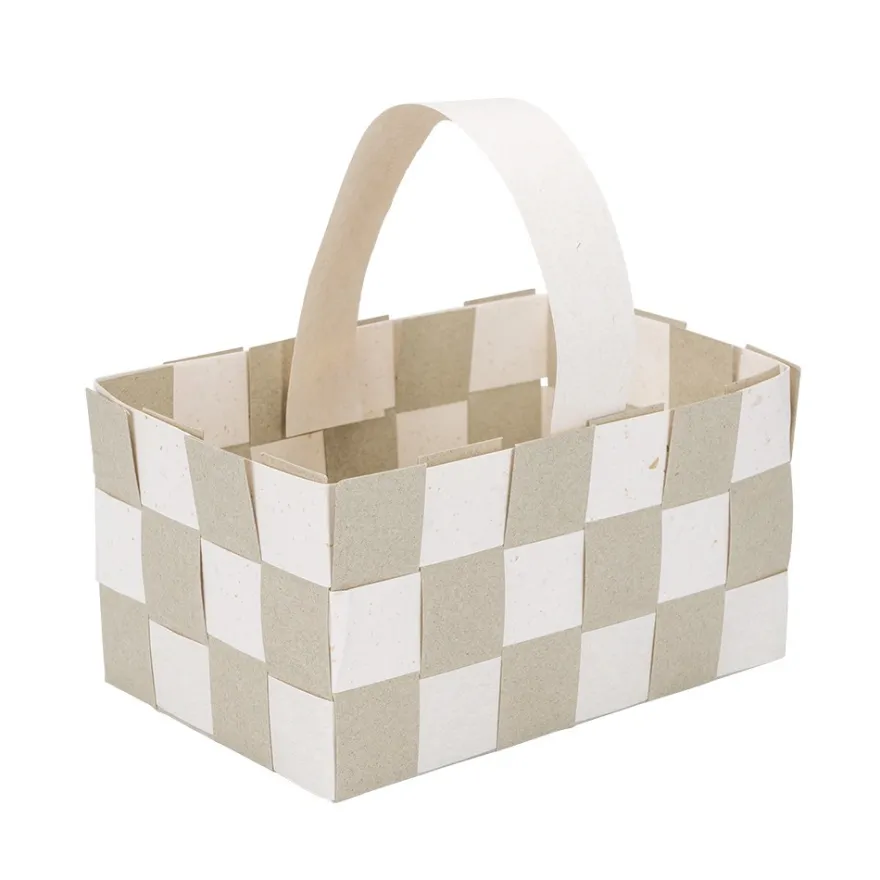 Flechtkörbe aus Papier, zum Selberflechten, 12cm x 8cm x 6,5cm, Naturtöne, 10 Stück