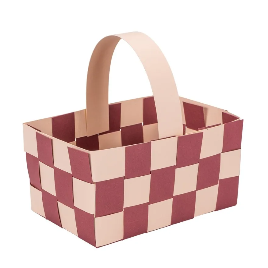 Flechtkörbe aus Papier, zum Selberflechten, 12cm x 8cm x 6,5cm, Pink- & Rottöne, 10 Stück