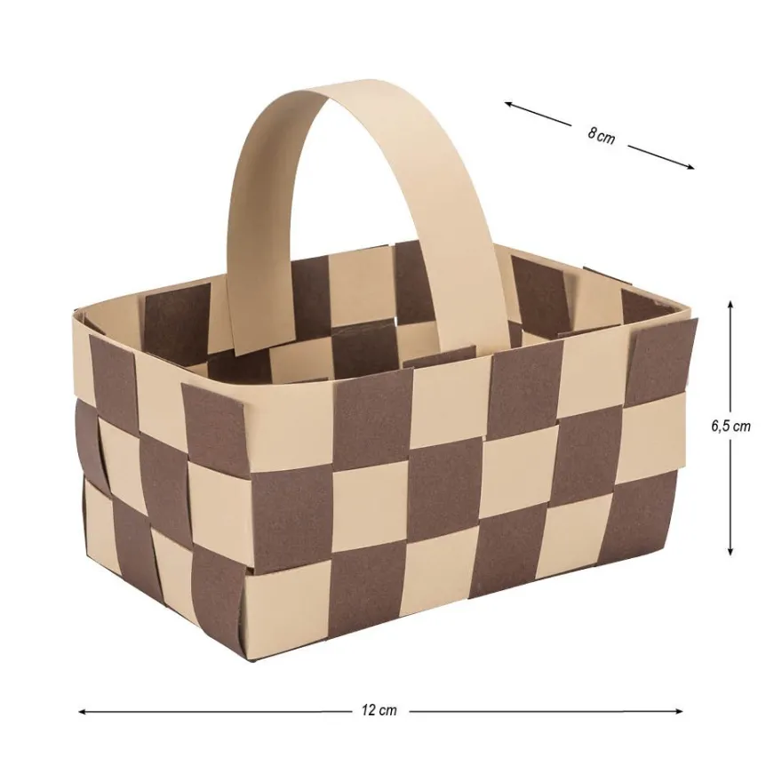 Flechtkörbe aus Papier, zum Selberflechten, 12cm x 8cm x 6,5cm, Braun-,Grau-,Beigetöne, 10 Stück