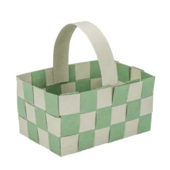Flechtkörbe aus Papier, zum Selberflechten, 12cm x 8cm x 6,5cm, Grün-,Braun-,Grautöne, 10 Stück