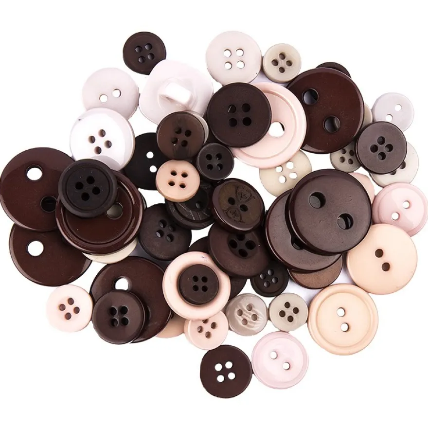 Folia Knöpfe-Mix, braun/beige/rosa, Ø 9-25mm, 30g