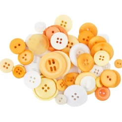 Folia Knöpfe-Mix, gelb/orange/weiß, Ø 9-25mm, 30g