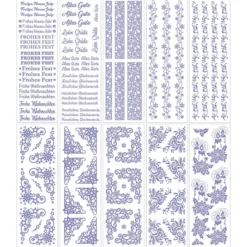 Gel-Klebetransfers & Metallic-Transferfolien, Wünsche, Bordüren & Ecken, 10cm x 30cm, 10 Bogen