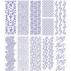 Gel-Klebetransfers & Metallic-Transferfolien, Blätter, 10cm x 30cm, 10 Bogen