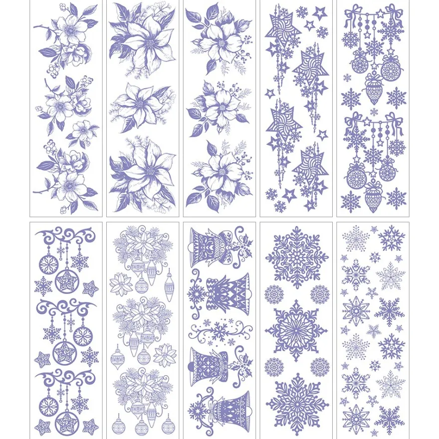 Gel-Klebetransfers & Metallic-Transferfolien, Winterschmuck, 10cm x 30cm, 10 Bogen