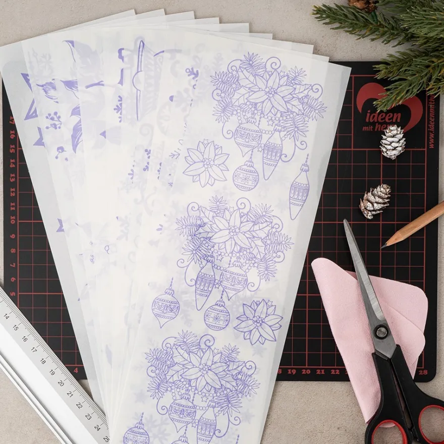 Gel-Klebetransfers & Metallic-Transferfolien, Winterschmuck, 10cm x 30cm, 10 Bogen