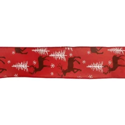 Geschenk-Band, Hirsch 1, 6,3cm breit, 2,7m lang, auf Rolle, rot