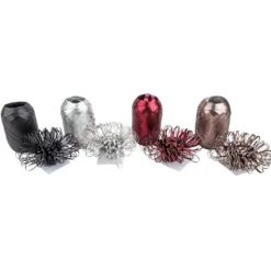 Geschenkband- & Schleifen-Mix, metallic, je 4 Schleifen & Geschenkbänder, verschiedene Farben