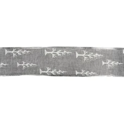 Geschenk-Band, Tannenbaum, 6,3cm breit, 2,7m lang, grau-meliert