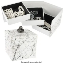Geschenkbox, 13cm x 13cm x 12cm, mit 3 Innenfächern, seitlich aufklappbar