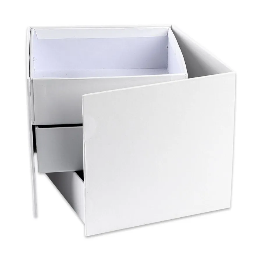 Geschenkbox, 13cm x 13cm x 12cm, mit 3 Innenfächern, seitlich aufklappbar