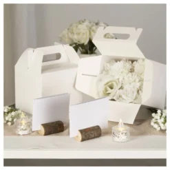 Geschenkboxen, Design 1, 13cm x 11cm x 16,5cm, 250 g/m², weiß, 10 Stück