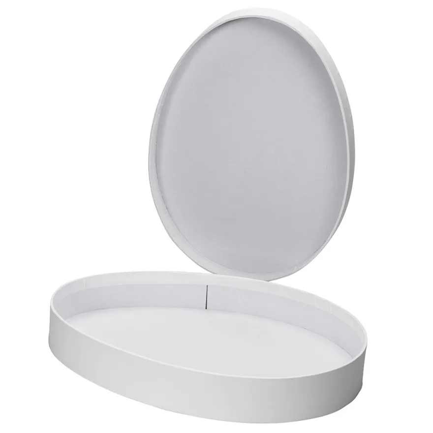Geschenkboxen in Eiform, 2 versch. Größen, mit Deckel, weiß, 2 Stück