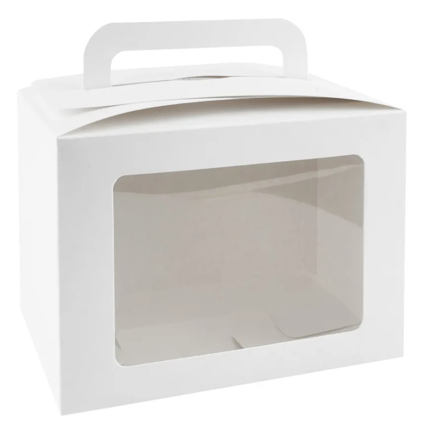 Geschenkboxen mit Sichtfenster, Design 2, 10cm x 14cm x 13cm, 250 g/m², weiß, 10 Stück