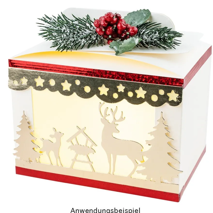 Geschenkboxen mit Sichtfenster, Design 2, 10cm x 14cm x 13cm, 250 g/m², weiß, 10 Stück