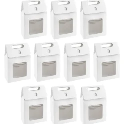 Geschenkboxen mit Sichtfenster, Design 3, 15cm x 5,5cm x 9,5cm, 250 g/m², weiß, 10 Stück