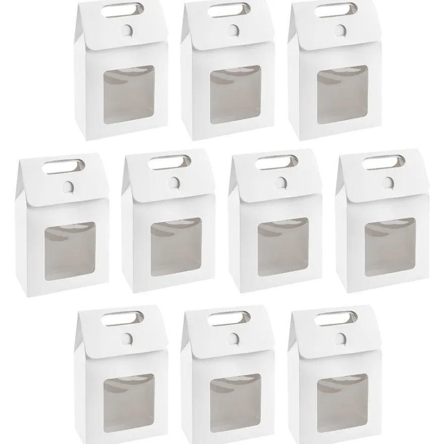 Geschenkboxen mit Sichtfenster, Design 3, 15cm x 5,5cm x 9,5cm, 250 g/m², weiß, 10 Stück
