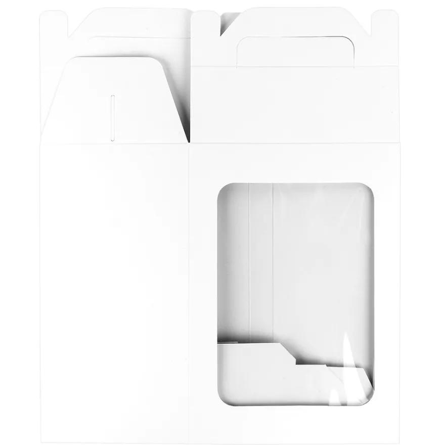 Geschenkboxen mit Sichtfenster, Design 1, 18cm x 13cm x 30cm, 350 g/m², weiß, 5 Stück