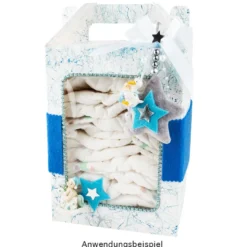Geschenkboxen mit Sichtfenster, Design 1, 18cm x 13cm x 30cm, 350 g/m², weiß, 5 Stück