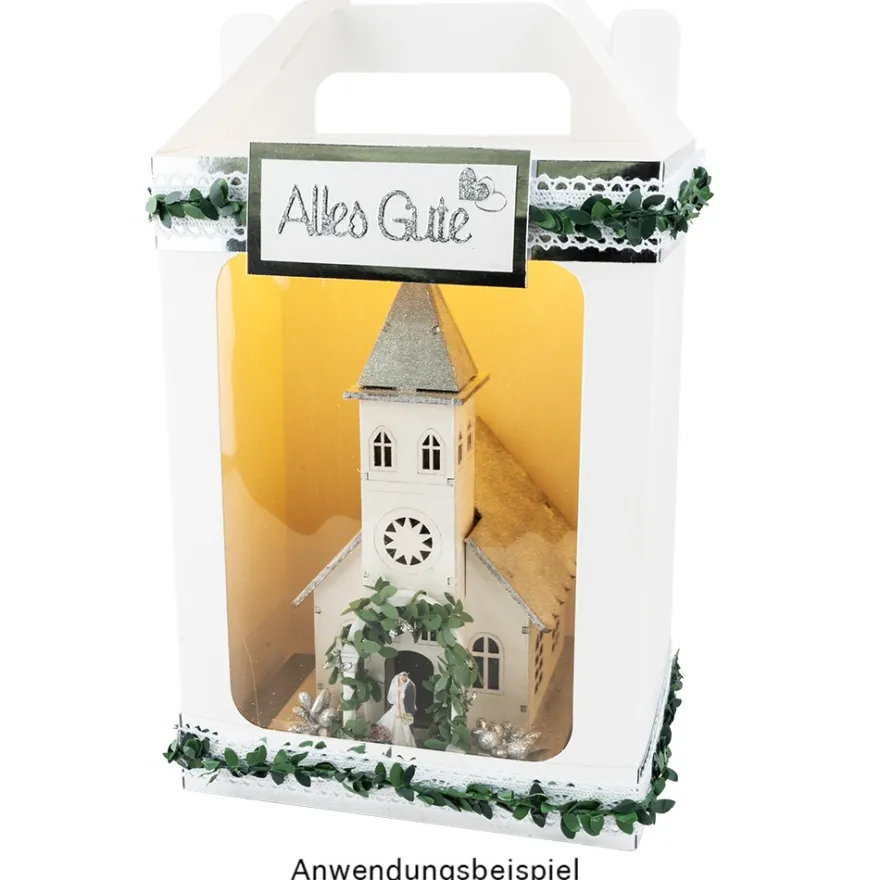 Geschenkboxen mit Sichtfenster, Design 1, 18cm x 13cm x 30cm, 350 g/m², weiß, 5 Stück