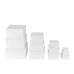 Geschenkboxen, quadratisch, 12 verschiedene Größen, weiß, 12 Stück