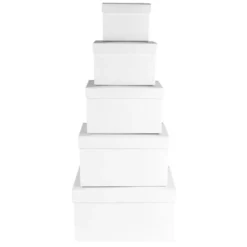 Geschenkboxen, rechteckig, verschiedene Größen, weiß, 5 Stück