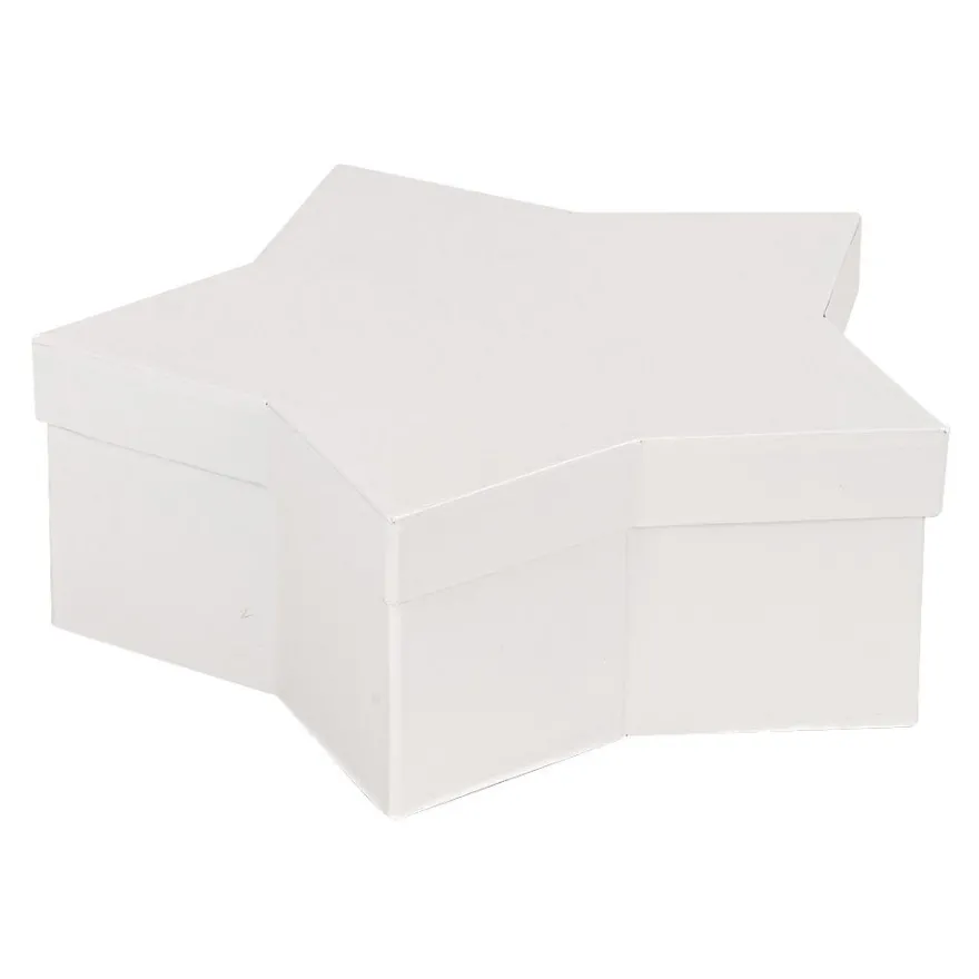 Geschenkboxen, Stern, 4 versch. Größen, mit Deckel, weiß, 4 Stück
