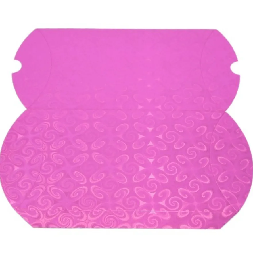 Geschenkbox, Kissen-Form, 22x13x4,5cm, folienkaschiert, pink