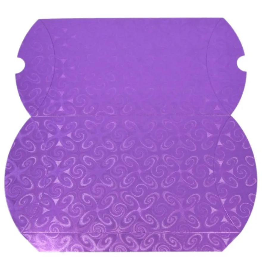 Geschenkbox, Kissen-Form, 22x13x4,5cm, folienkaschiert, violett