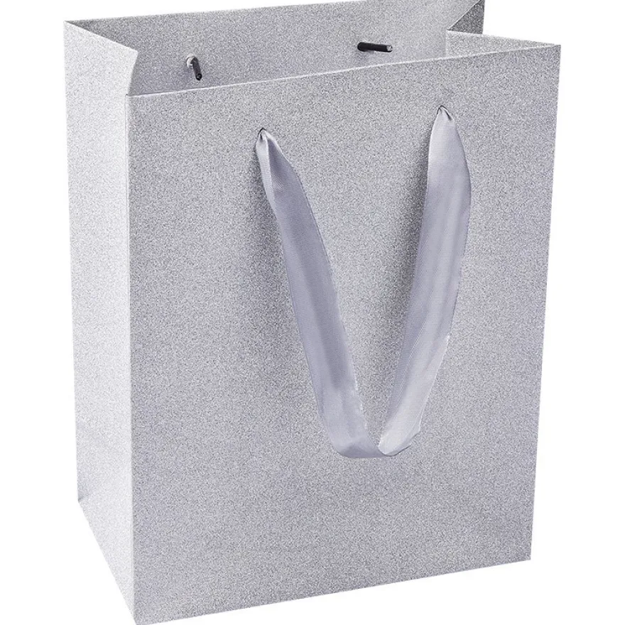 Geschenktaschen, 23cm x 18cm x 10cm, silber, 3 Stück