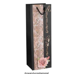 Geschenktaschen für Flaschen, 36cm x 12cm x 10cm, 230g/m², matt-schwarz, 10 Stück